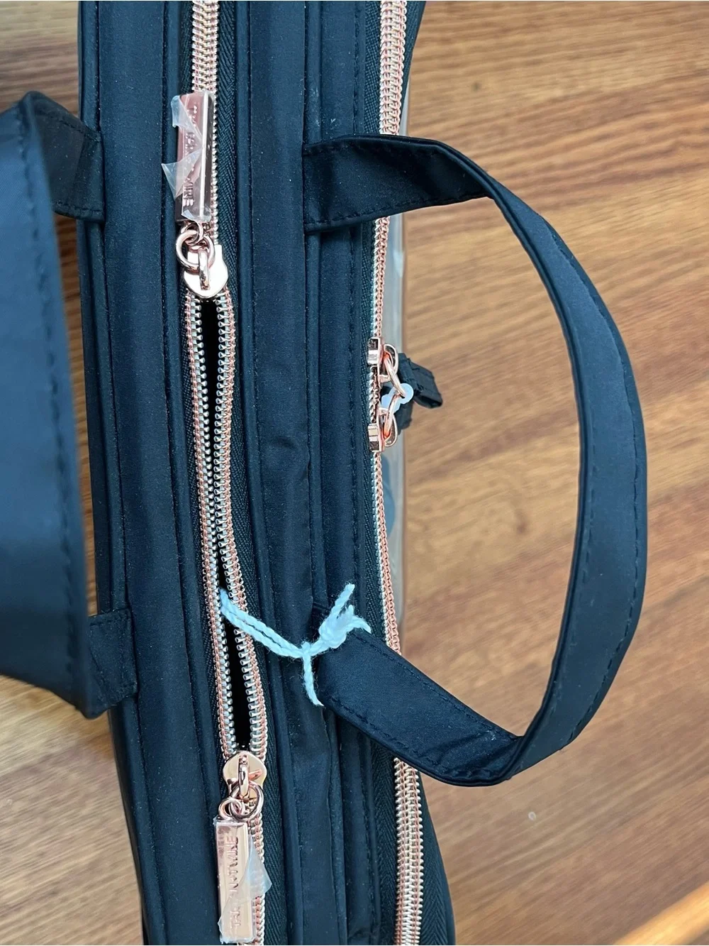 Tartan + Twine Clear Travel Toiletry Bag with Black Organizer Pouches.
